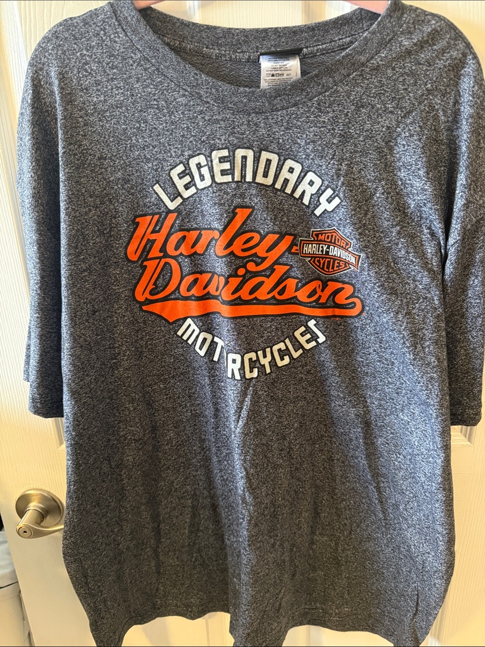 Harley-Davidson Gray Tee with Orange Logo for Men’s